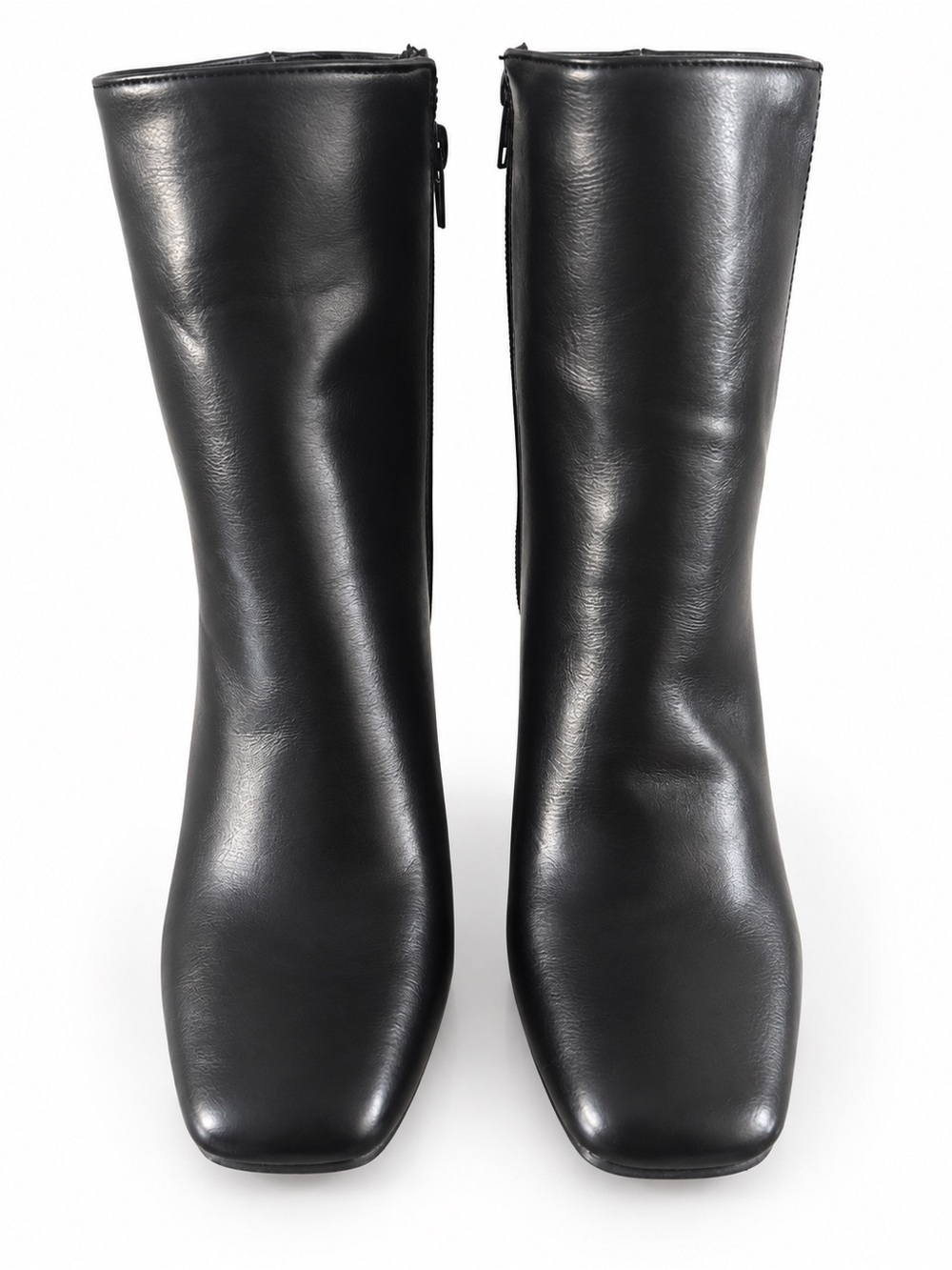 Black Women's Mid-Calf Faux Leather Boots